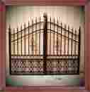 1144 Creative Iron Works Wrought Driveway Entry Gate 10 Ft Wide Dual Swing Fencing Handrails