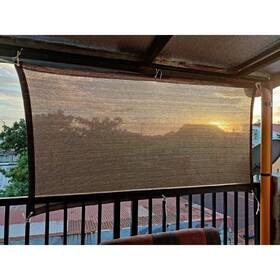 Abrotain S0082-coffee Fence Privacy Screen Balcony Sun Shade Cloth 3ft3 Inch X6ft6 80% Fabric Outdoor Patio