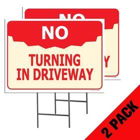 Accent Printing & Signs Aps Ys146-2p No Turning In Driveway 2-pack Double Sided Outdoor Yard With Metal Gr