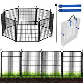 Adavin 8panels-48in 17.7ft 48in Garden Fence Panels 8 Pack Iron Metal Animal Barrier