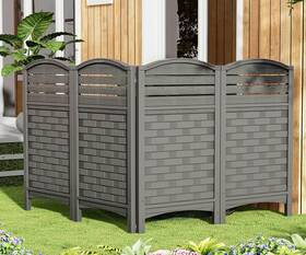 Addok 313102689647 Air Conditioner Privacy Fence Trash Can Screen Resin Outdoor 4 Panels Enclosure