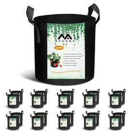 Adorma 717351578507 20-pack 3 Gallon Grow Bags Heavy Duty Aeration Fabric Black