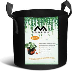 Adorma 756557045901 12 Packs 3 Gallon Grow Bags Heavy Duty 300g Thickened Gallons Black