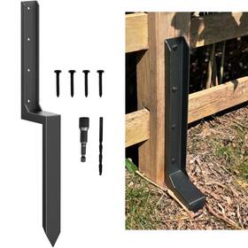 Akk-fprk-b-1p Akingkong Fence Post Repair Kit - Thickened 11-gauge Steel Anchor And Stake For Broken/le