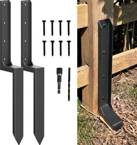 Akingkong Akk-fprk-b-2p Fence Post Repair Kit - One-piece Steel Anchor And Stakes For Broken/leaning 4x