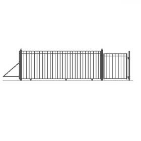 Dg30madsslped Aleko Madrid Style Single Slide Iron Driveway Gates 30 Feet With Pedestrian Gate
