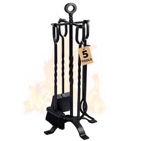 Amagabeli Garden & Home 799862406661 And 5 Pieces Fireplace Tools Set Indoor Wrought Iron Fire