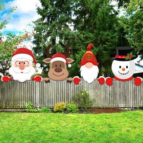 Amyhill Amyhill-kkjsnue7yte1 4 Pcs Christmas Fence Peeker Decoration Garden Yard Decorations Xmas Outdoor