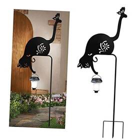 An Shan Dc-06 Cat Holding Lantern Garden Stakes Solar Cats Metal Cat-a