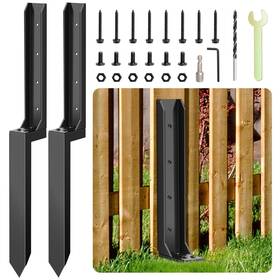 Stake-2 Andenley Zhu-2 2 Pcs Fence Post Anchor Thickened Steel Kit Ground Stakes