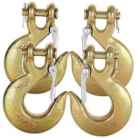 Apochon Ap-09 4 Pack 3/8 Inch Chain Hooks Grade 70 Forged Steel Heavy Duty Clevis Pieces