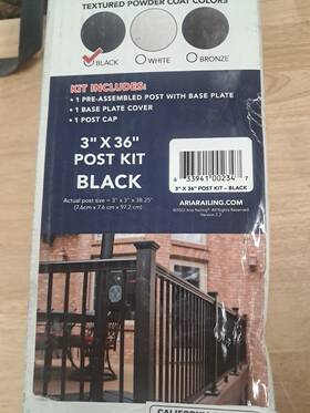 Ak141336b Aria Railing 3 Inch X 36 Black Aluminum Deck Post Only No Cover Or Cap