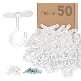 B0f93kzzy3 Aszune 50-pack 2.5 Inch White Ceiling Hooks For Hanging Plants Lanterns Decor