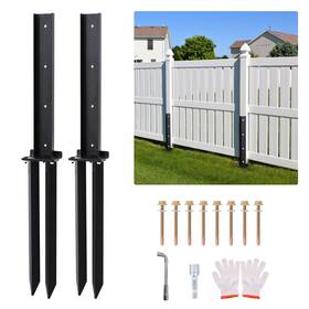 Atcwf Lbz2 2-pack Fence Post Repair Kit 32in Heavy Duty Ground Spike Anchor For Wooden