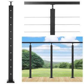 Aufuniu 971494330284 Cable Railing Post Adjustable Top-mount Stair - 36 Inch X 2 Stainless