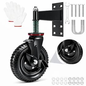 Jh-10422-m1 Aukivon 8 Inch Gate Wheel With Brake Heavy Duty Wheels 360 Rotation Spring