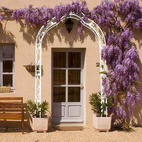 Autmoon W158681140 98 Inch Metal Garden Arch Trellis Assemble Freely With 8 Styles Climbing Plants