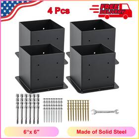 Axwhys 1979882 6x6 Post Base 4 Pcs Inner Size 5.6x5.6 Anchors 13ga Thick Solid Steel