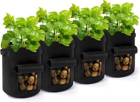 Backyard Expressions Patio Home Garden 915153 10-gallon Potato Grow Bags Set Of 4 10 Gallon Black