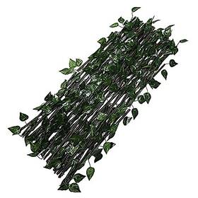 Fen001 Balsa Circle 001 17x95 Brown Wood Expandable Lattice Fence Green Faux Ivy Leaves Backdrop Pane