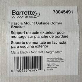 Barrette 73045491 Outdoor Living Fascia Mount Outside Corner Black Matte Bracket
