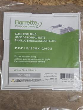 Barrette Outdoor Living 73018091 White 4 Inch X Elite Trim Ring Post Base 2-pack - New