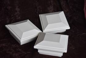 Barrette Outdoor Living 9754519099 3 White 4x4 Vinyl Staircase Rail Post Top Caps Contemporary Trim