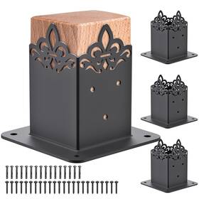 Benelabel Bhfpb-01-4 Creative Design 4 Post Base Pcs Inner Size 3.6 Inch X3.6 Deck Heavy Duty Metal