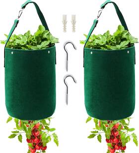 Tomato1 Betereap Upside-down Tomato Grow Bag - 2-pack Widen Planting Holes 400g Heavy Green