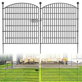 Bilibompa Sgdwwl-h5-02 Decorative Garden Fence With Gate 5 Panels - 32 In H X 11.8 Ft L No Dig