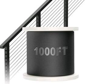 Blika Bl087-1000ft-b 1000ft 1/8 Inch Black Deck Railing Cable T316 Stainless Steel With 7x7 Strands