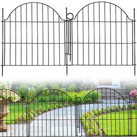 Blingluck Swl002-24-10 Decorative Metal Garden Fence With Gate Lock 10 Panels 24in H X 20ft L N