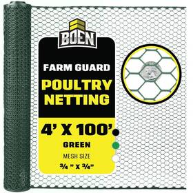 Pf-40010 Boen 4 Ft. X 100 Plastic Poultry Hex Garden Fence Netting In Green