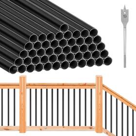 Botabay 748521140200 51 Pack 36 Inch Black Aluminum Deck Balusters - 3/4 Round Hollow Spindles For