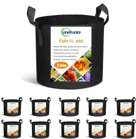 Brand Cavisoo 785657043265 10-pack 3 Gallon Plant Grow Bags Heavy Duty 300g Thickened Black