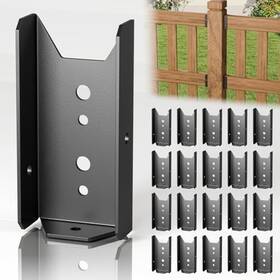 Branded 445034996968 20 Pcs 2x4 Fence Brackets For Wood Black - 18 Gauge Deck Railing 2x