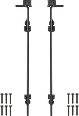 Branded 445037733799 Heavy Duty 36 Inch Cane Bolt Gate Drop Rod - 2 Pack Black Ground Latch Set