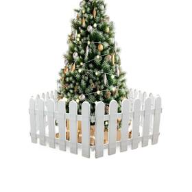 Branded 707112078858 4 Pcs Christmas Wooden Picket Fence Tree Xmas Garden Decor