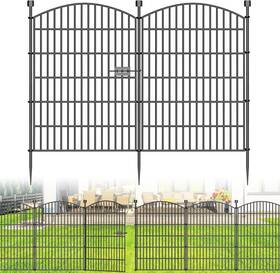 Branded 726084281400 10 Panels No Dig Decorative Garden Fence With Gate - 40 In H X 23.6 Ft L Do