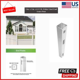 Branded 73014500 5 Inch X 8-1/2 Ft. White Vinyl End Fence Post