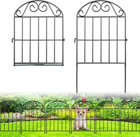 Branded01 705353139901 10 Panels Collapsible Garden Fence Animal Barrier Black Rustproof Metal