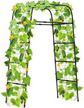 Branded01 744759173928 7ft Garden Arch Trellis For Climbing Plants Outdoor-heavy Duty Metal Cucumber