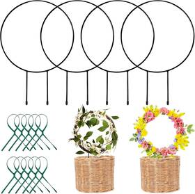 Branded01 744759672940 4 Pack Black Metal Trellis For Potted Plants Round Garden Houseplant Hoya Plant