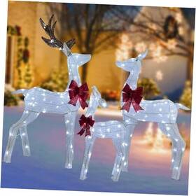 Mls-d4.5v6wuc-o Brianvikey 3d Lighted Set - 3-piece Large Outdoor Christmas Decor With 190 Reindeer Family