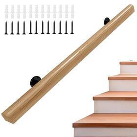 Bruxter 769464519090 Wooden Handrails 4ft Non-slip Staircase Handrail Complete Kit With
