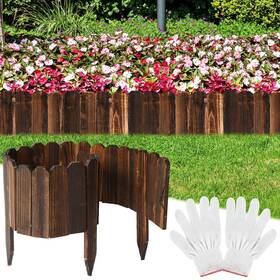 Bucherry Cas-bucherry-36095 4 Pcs Rustic Wood Garden Edging Border 15.8 Ft Total Antiseptic Wood
