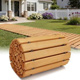 Buymoth Zx06-010 12ft Wooden Garden Pathway Roll Out Decorative Straight Outdoor Walkway Weath