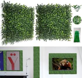 Bybeton 754469396043 Artificial Grass Wall Panel 10 Inch X 12pcs Boxwood Faux Green Panels Fo