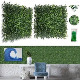 Bybeton 761259348151 Artificial Green Wall Panel 10 Inch X 24pcs Boxwood Faux Grass Panels Fo