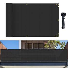 Bynbbur Byifns16e2550bk 2.5ft X 50ft Balcony Privacy Screen Deck Fence Cover With Grommets Uv P